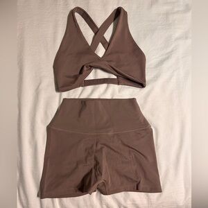 Crop Shop Boutique Brown Athletic Shorts Set